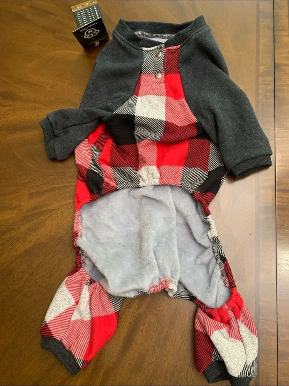 🦋 CANADA POOCH Red Black Buffalo Plaid Frosty Fleece Sweatsuit NWT Size 20